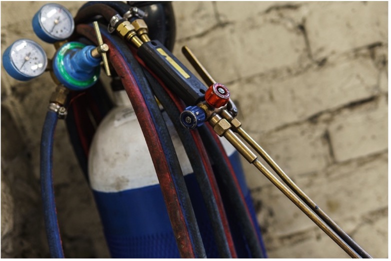 A close-up of a gas cylinder